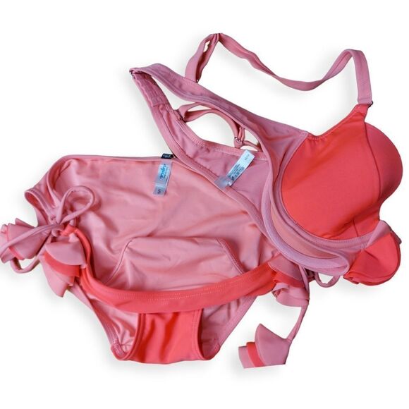 La Vie En Rose Aqua Bikini Swim Set Medium/Large - Picture 3 of 9
